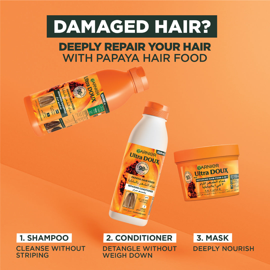 Garnier Ultra Doux Papaya Vegan Hair Food Conditioner, for damaged hair