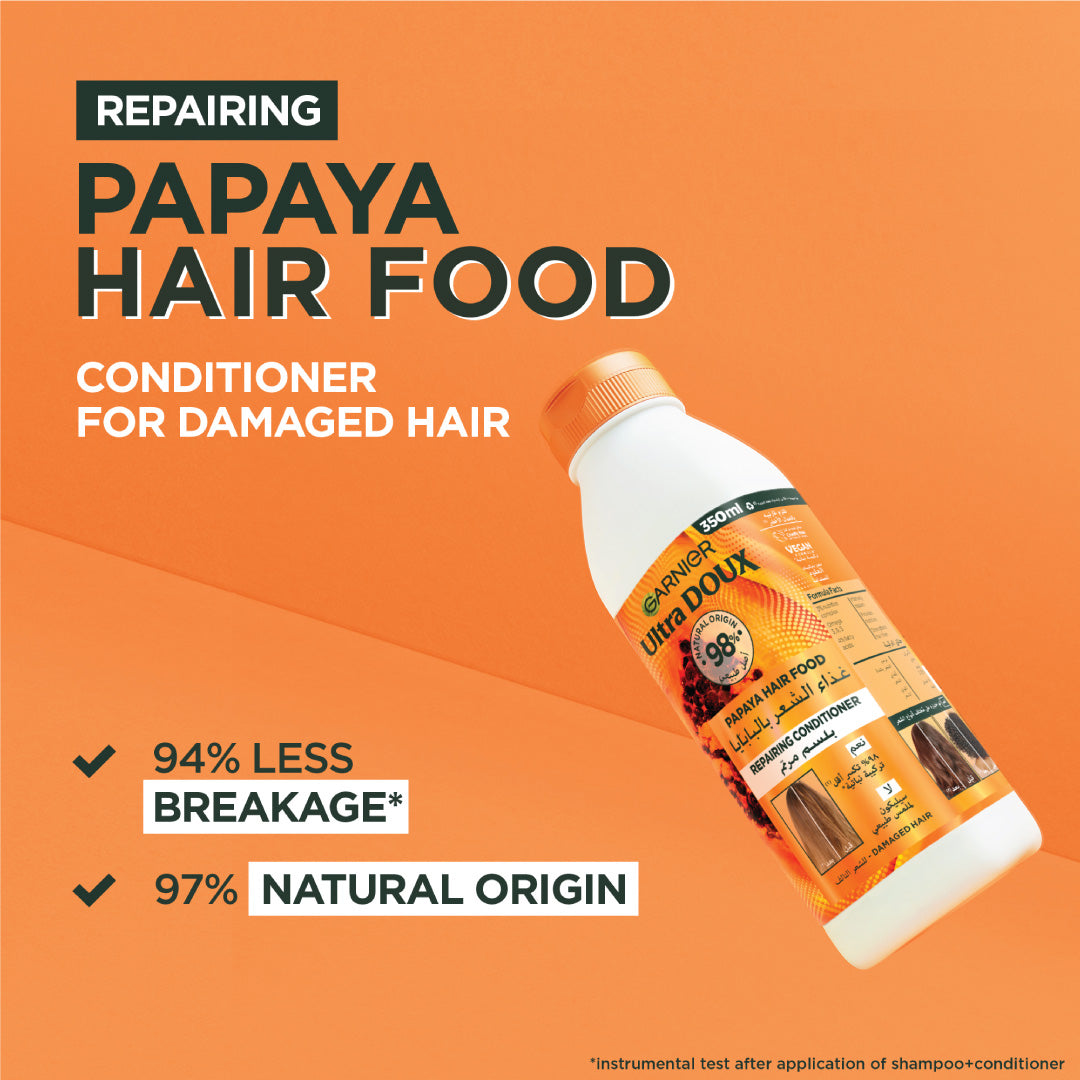 Garnier Ultra Doux Papaya Vegan Hair Food Conditioner, for damaged hair