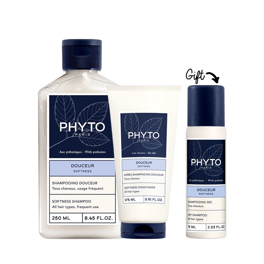 Buy one Softness Shampooing + Conditioner Get one dry shampoo free