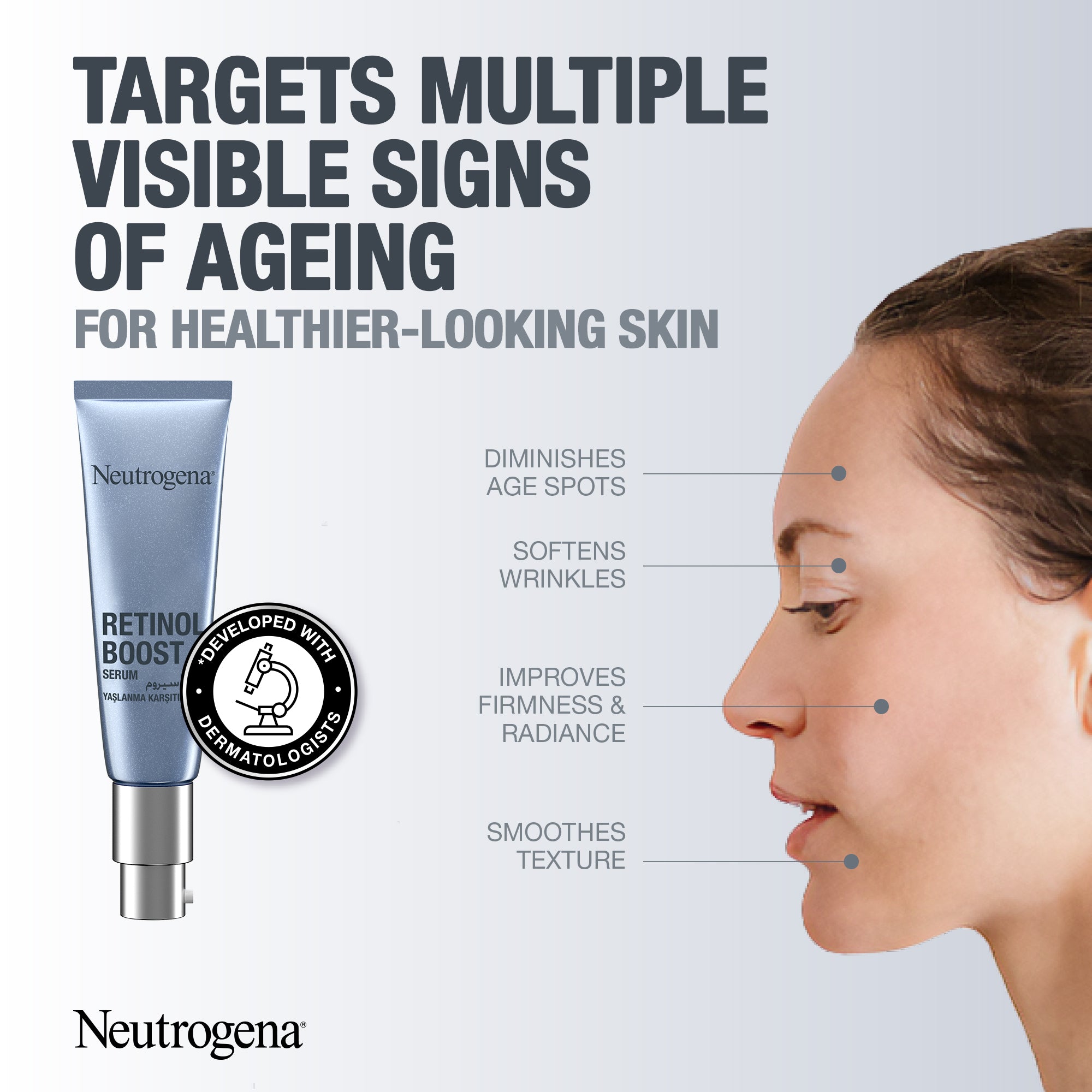 Neutrogena Retinol Boost Serum, Fights visible signs of ageing and reduces the appearance of wrinkles, dryness, and age spots, 30ml