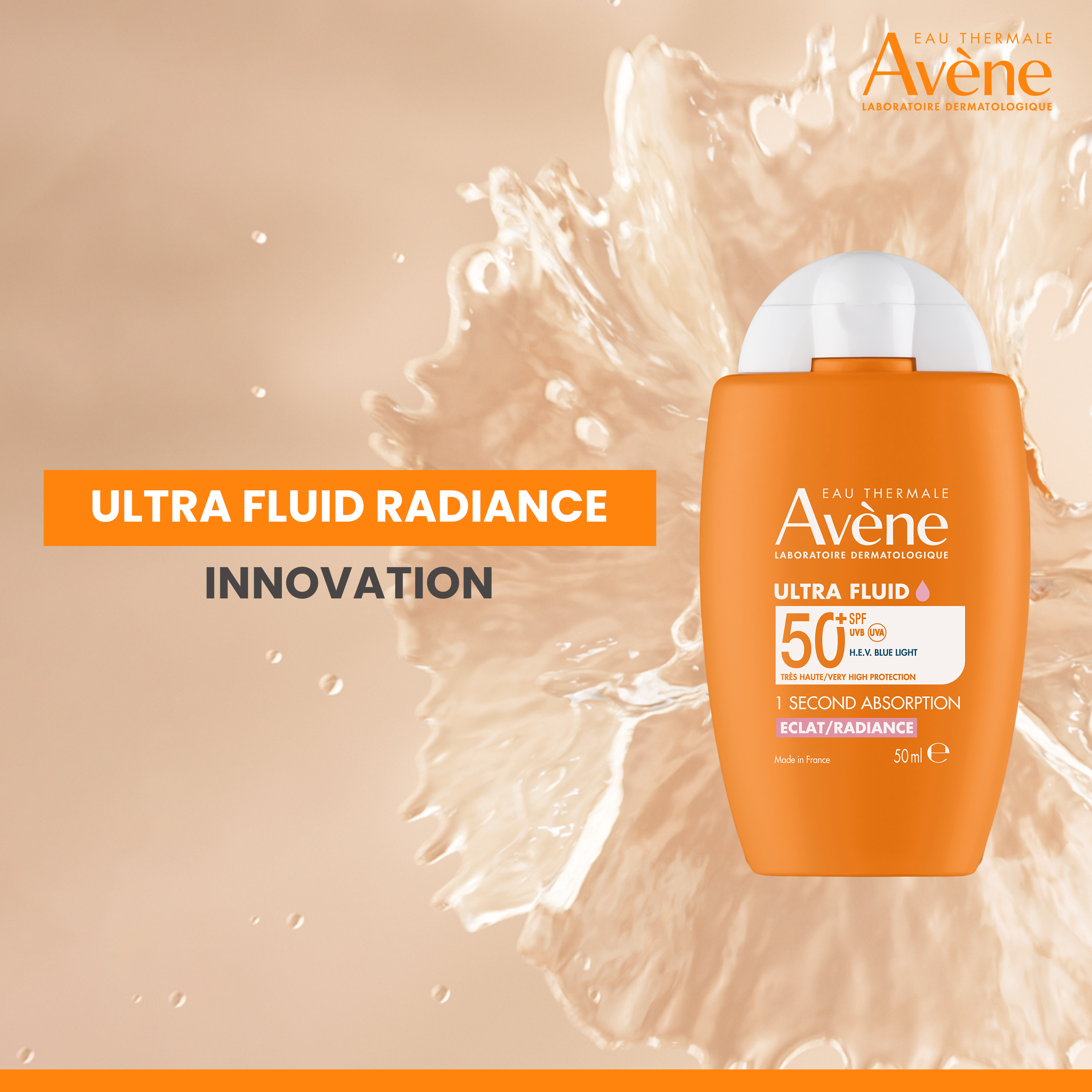 Avène Ultra fluid Eclat Radiance SPF50+ Sunscreen 50ml  | Ultra Light Hydrating Micropigments Tinted Sunscreen