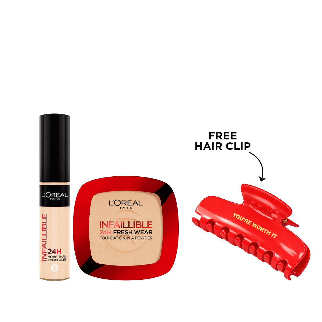 25% OFF Infaillible Concealer +  Fresh Wear Powder Foundation + Hair clip for free