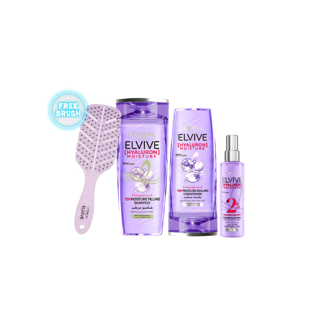 20% Elvive Hyaluron Moisture Routine +  Free Hair Brush