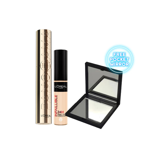 25% L’Oréal Paris Panorama Mascara + Infaillible Concealer + Pocket Mirror Black (Free)