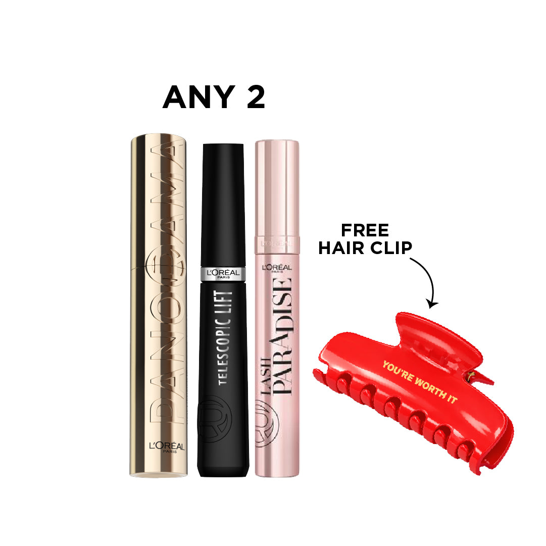 25% Off on any 2 L’Oréal Paris mascaras + Hair Clip for Free