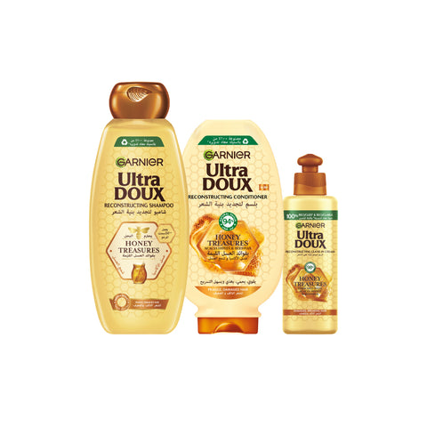 20% OFF Ultra Doux Honey Treasures Shampoo 400ml + Conditioner 200ML+ Leave in 200ML