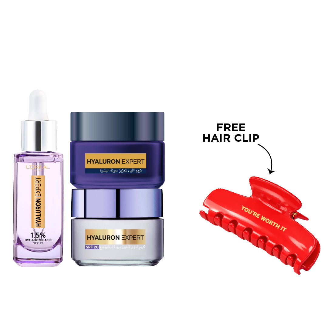 25 % OFF Hyaluron expert Day cream + Night cream + Serum + Hair Clip Free