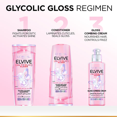 L’Oréal Paris, Elvive, Glycolic Gloss Shampoo, Our First at-home glossing treatment, 3% [Gloss Complex] with Glycolic Acid