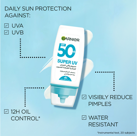 Garnier-Skin Active- SuperUV Anti-Acne SPF50+ Sunscreen 30ml – 12H Oil Control