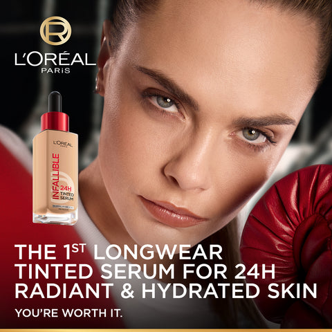 L’Oréal Paris Infallible 24H Tinted Serum with 1% Hyaluronic Acid for Radiant Hydrated Skin, Light to Medium Coverage, 30ml