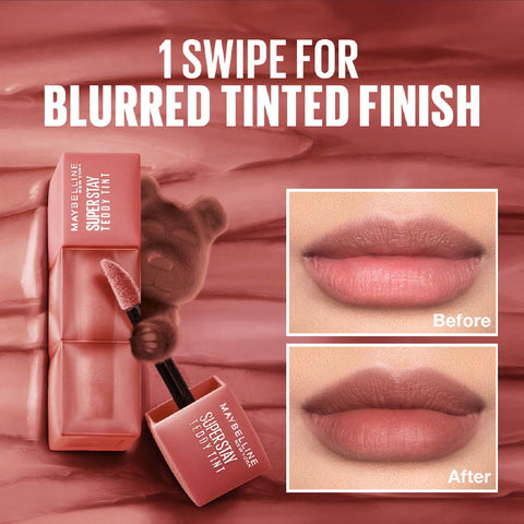 Maybelline Super Stay Teddy Tint  Soft Blurred Matte Lip Tint | 12h Longwear, Transfer proof