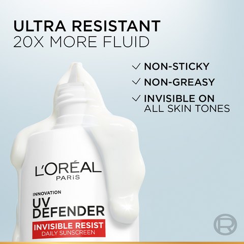 L’Oréal Paris UV Defender Invisible Resist Sunscreen SPF50+, Daily Sunscreen With Long Uva Protection, For All Skin Types 50ml