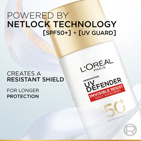 L’Oréal Paris UV Defender Invisible Resist Sunscreen SPF50+, Daily Sunscreen With Long Uva Protection, For All Skin Types 50ml