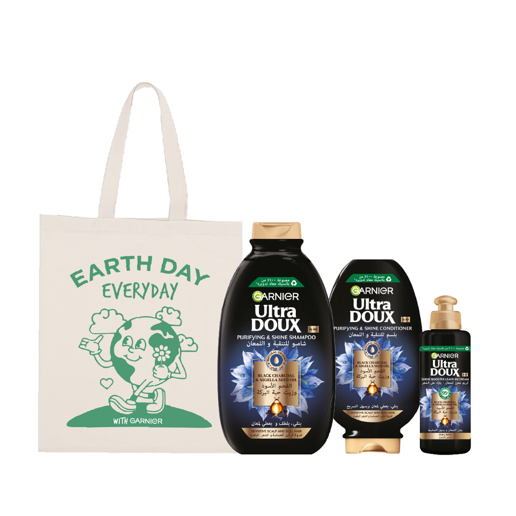 10 % OFF Ultra Doux Charcoal Shampoo 400 ML+ Conditioner 200ML + Leave in 200 ML + tote bag