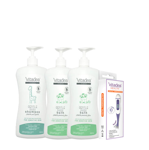 15% OFF 2x Vitadea baby hair shampoo 700ml + 2x Vitadea baby shower gel 700ml + Digital Thermometer