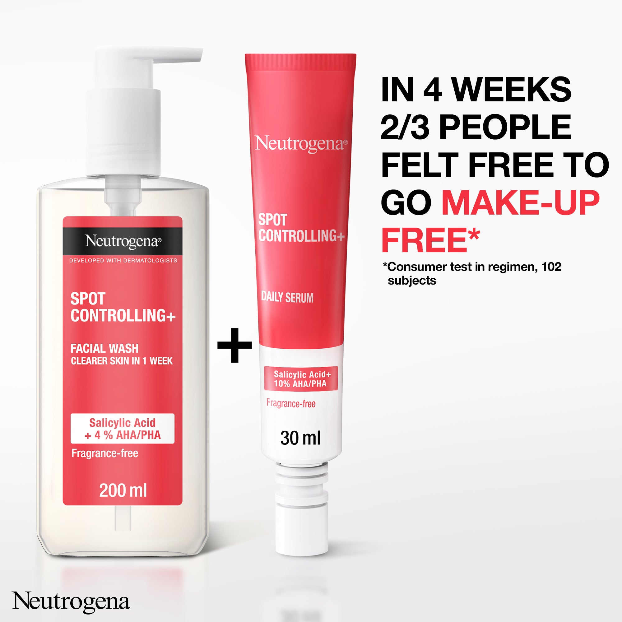 Neutrogena, Spot Controlling+ Facial Wash - Gel Netttoyant, combination of Salicylic acid - a purifying agent and glycolic acid, Clearer Skin In 1 Week, 200ml