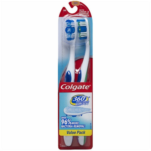 Colgate 360 Whole Mouth Clean Soft, Value Pack Toothbrush-2pk
