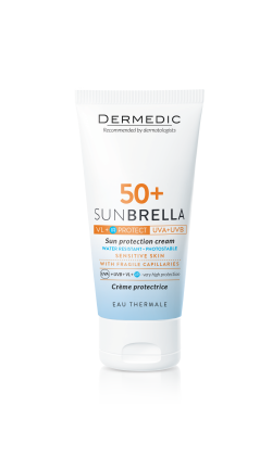 SUNBRELLA SPF 50 + Sun Protection Cream skin with fragile capillaries