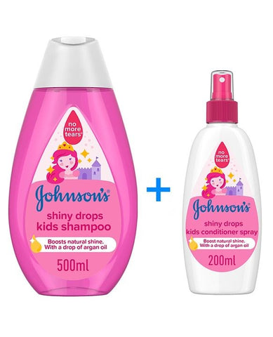 Johnson's Shampoo Shiny Drops 500ml + Free Spray 200ML