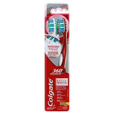 Colgate 360 Optic White Advanced Whitening Toothbrush, Value Pack - 2pk