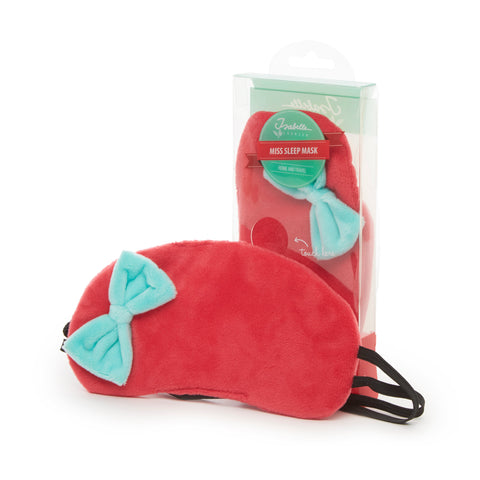 VELVET SLEEPING MASK - CORAL PINK WITH BOW TIE