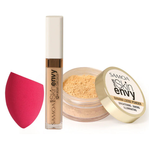 Samoa Skin Envy Concealer + Banana Loose Powder + Blender