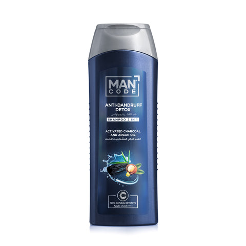 MANCODE Shampoo 2in1 Anti-Dandruff & DETOX with Activated Charcoal & Argan Oil 400ml 