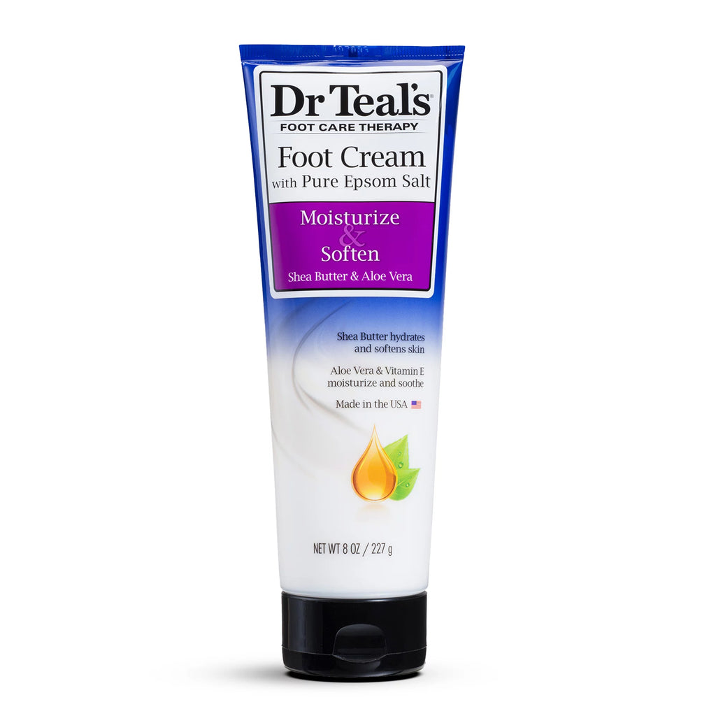 Dr Teal's Foot Cream, Moisture & Soften with Shea Butter & Aloe Vera, 8 oz