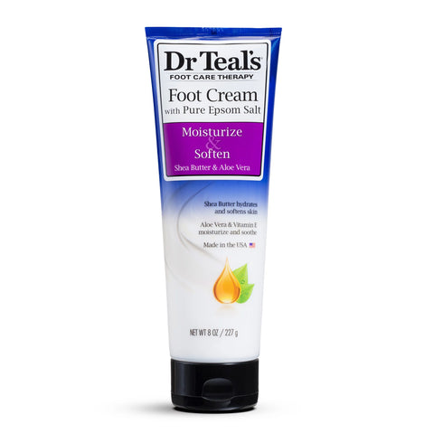 Dr Teal's Foot Cream, Moisture & Soften with Shea Butter & Aloe Vera, 8 oz