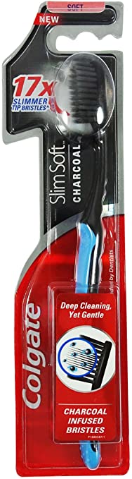 Colgate Slim Soft Black Charcoal Toothbrush - 1pk