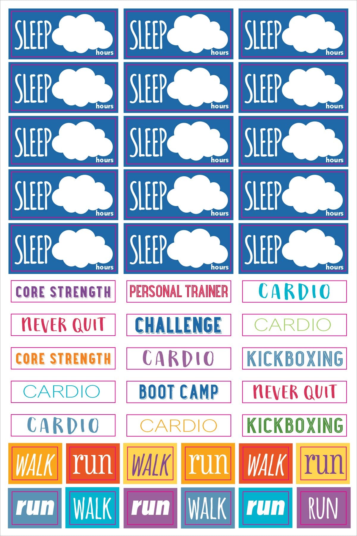 Fitness Tracking Stickers x325