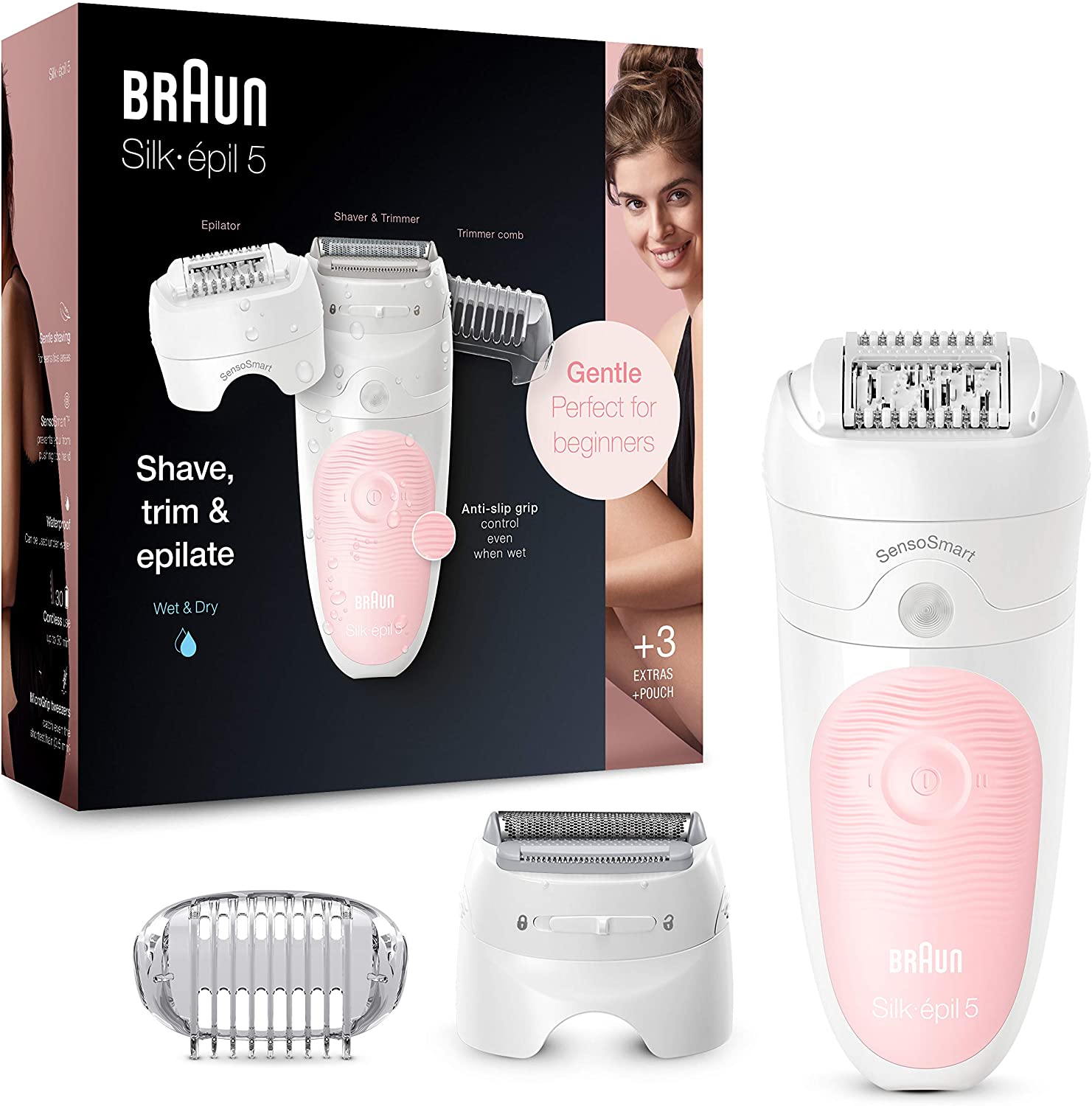 NEW Braun high quality Epilator Epilator, Shaver & Cordless, Rechargeable, Wet & Dry