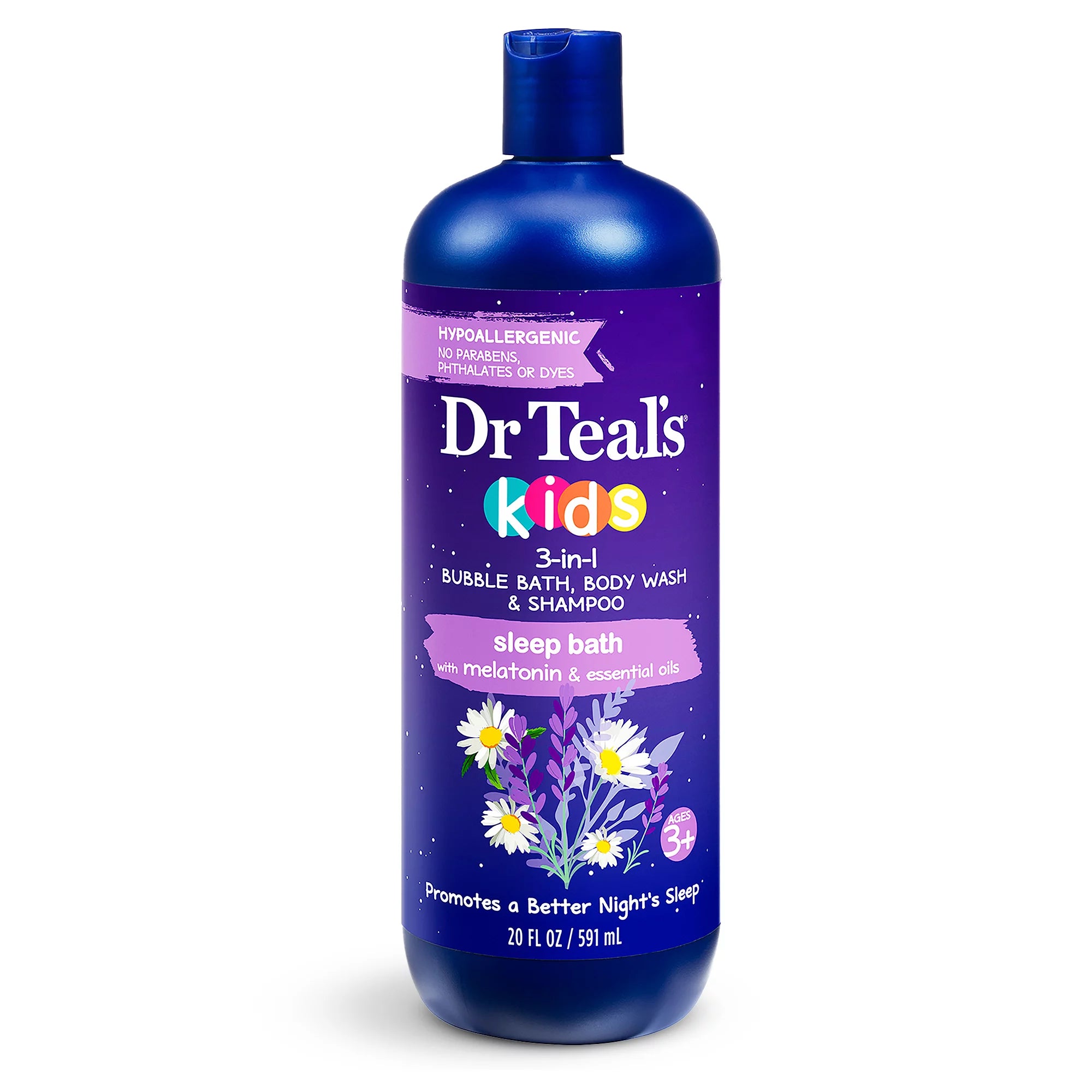 Dr Teal's Kids 3-in-1 Bubble Bath, Body Wash & Shampoo, Sleep Bath with Melatonin, 20 oz