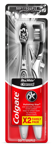 Colgate Toothbrush Max white Charcoal Soft, Value Pack - 2pk