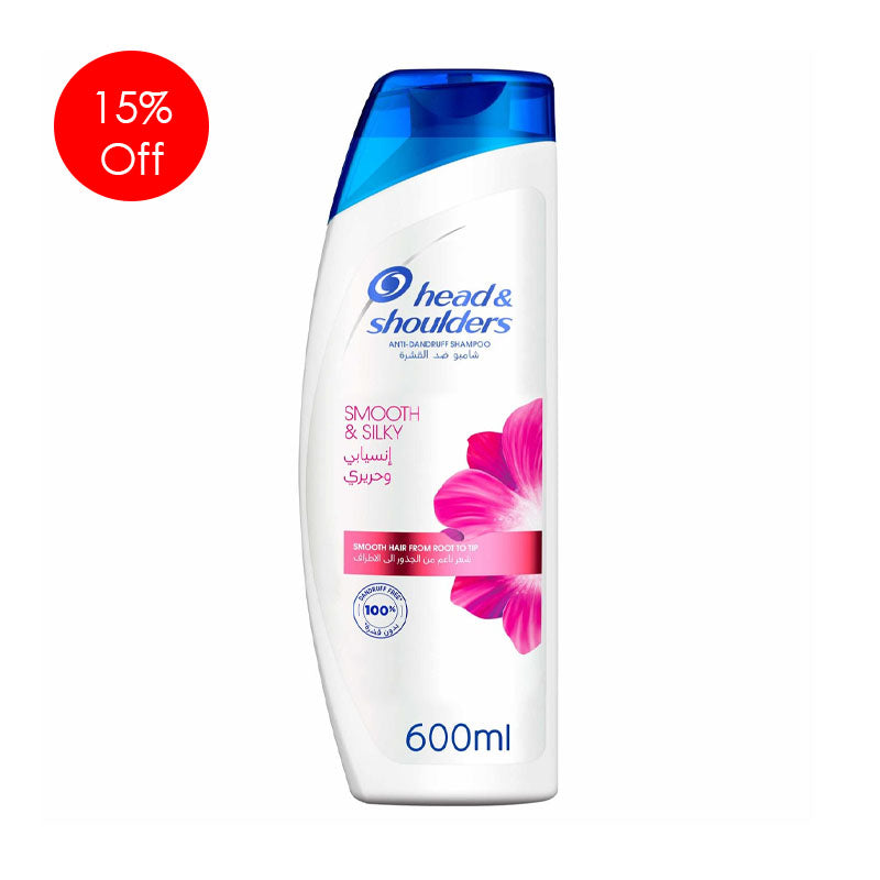 Head & Shoulders Smooth and Silky Anti-Dandruff Shampoo 600ml 15%OFF