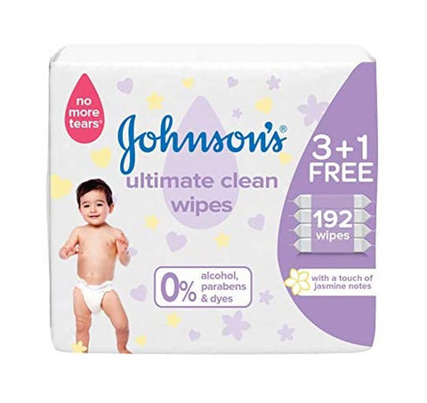 Johnson Baby Wipes Ultimate Clean Jumbo 48's 3+1