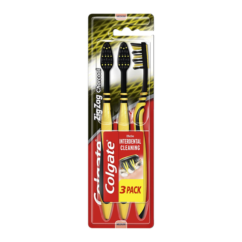 Colgate Zigzag Flexible Charcoal Medium Toothbrush 3pk