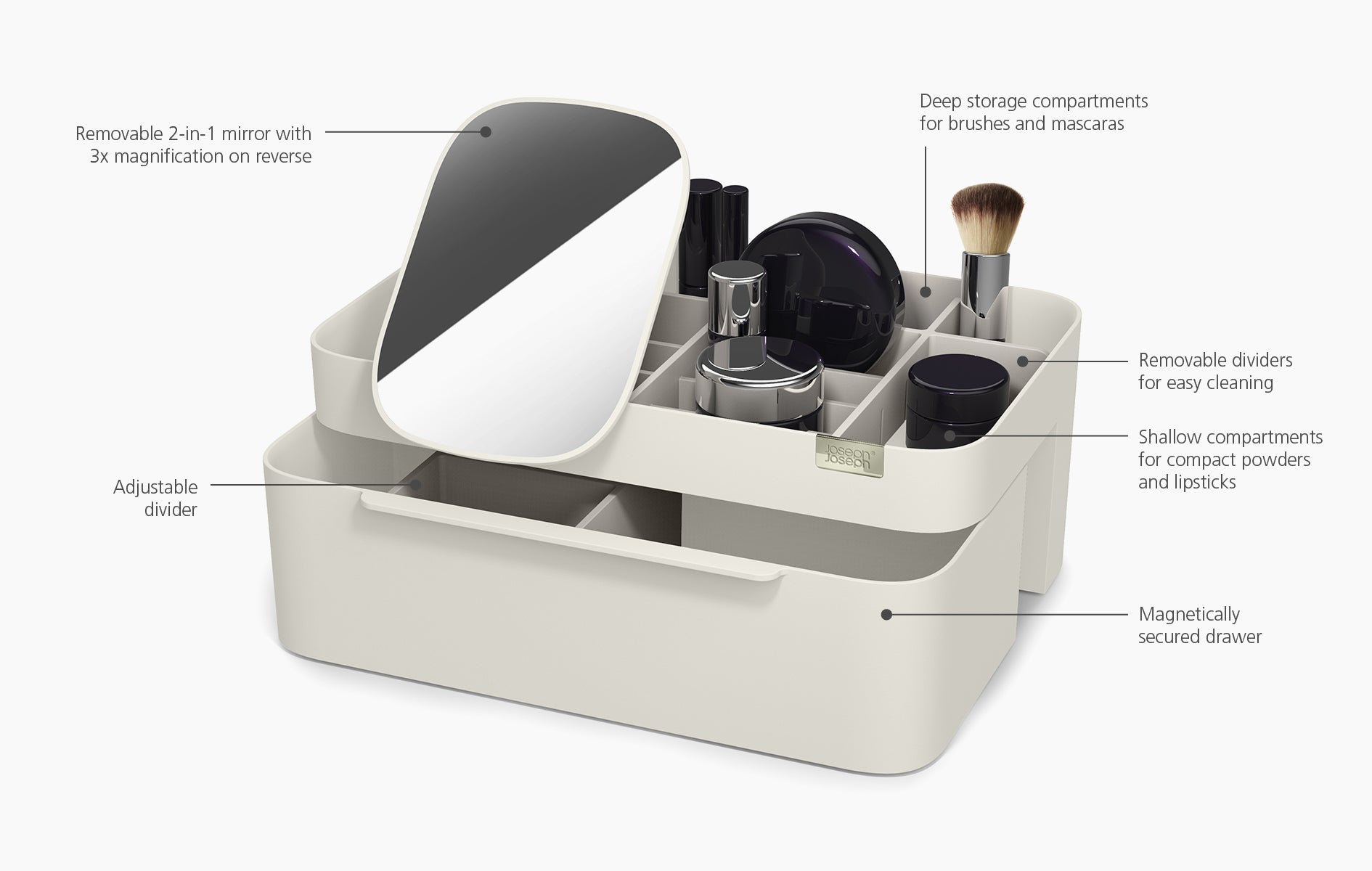 Viva Large Cosmetic Organiser with Removable Mirror