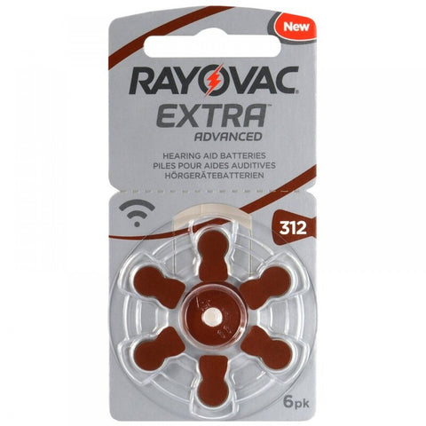 Rayovac Extra Advanced - Hearing Aid Batteries - Box of 6 Blisters, 36 Batteries - Size 312