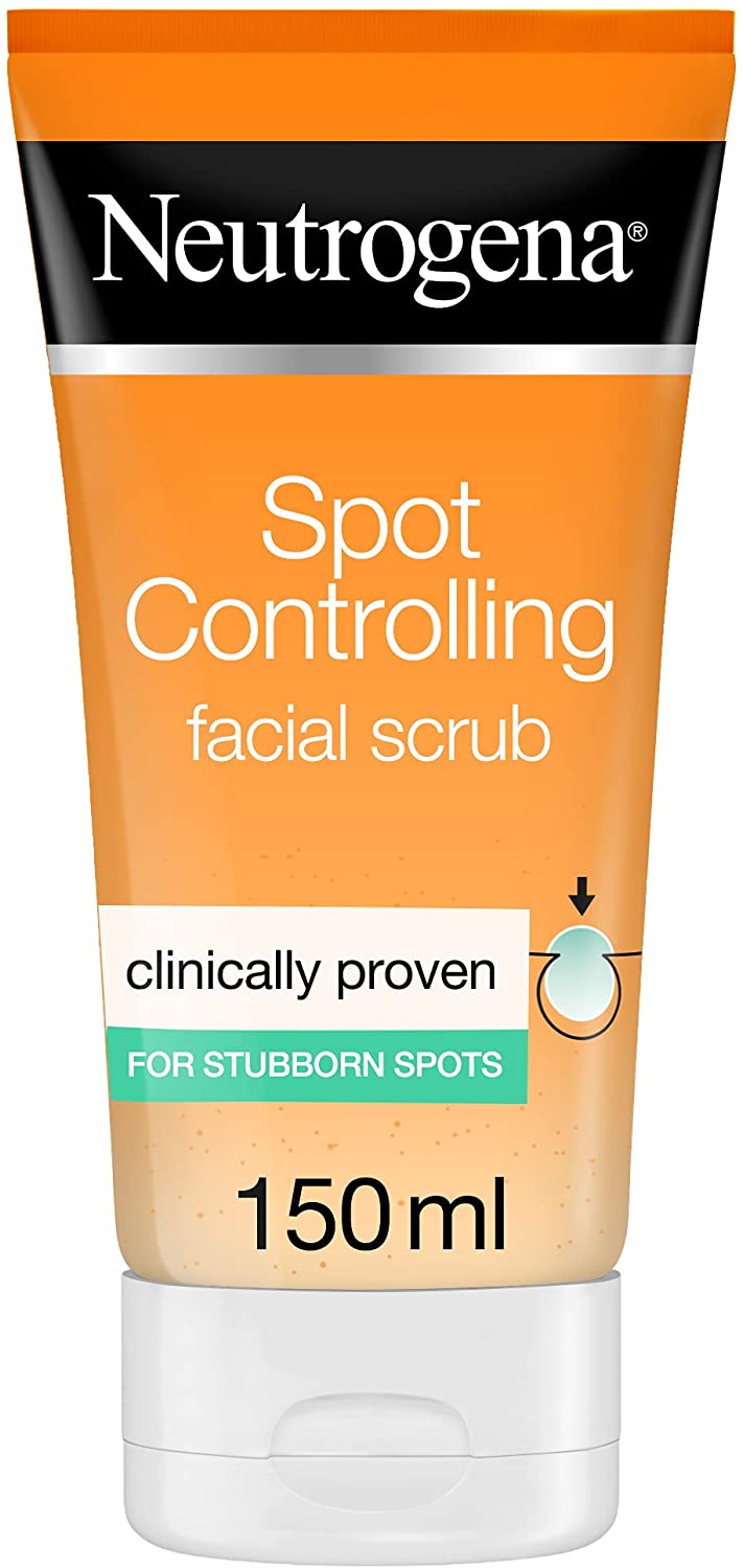 Neutrogena, Spot Controlling Oil-Free Facial Scrub, clinically-proven oil-free formula with Salicylic Acid that helps tackle stubborn spots and helps prevent future breakouts, 150ml
