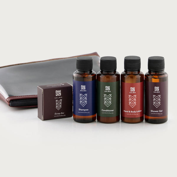 Pouch - all 5 minis Lavender & Olive Oil in a leather pouch