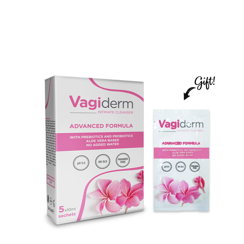 Vagiderm Intimate Cleanser Box of 10ml x5 Sachets + 5x Sachets Gift