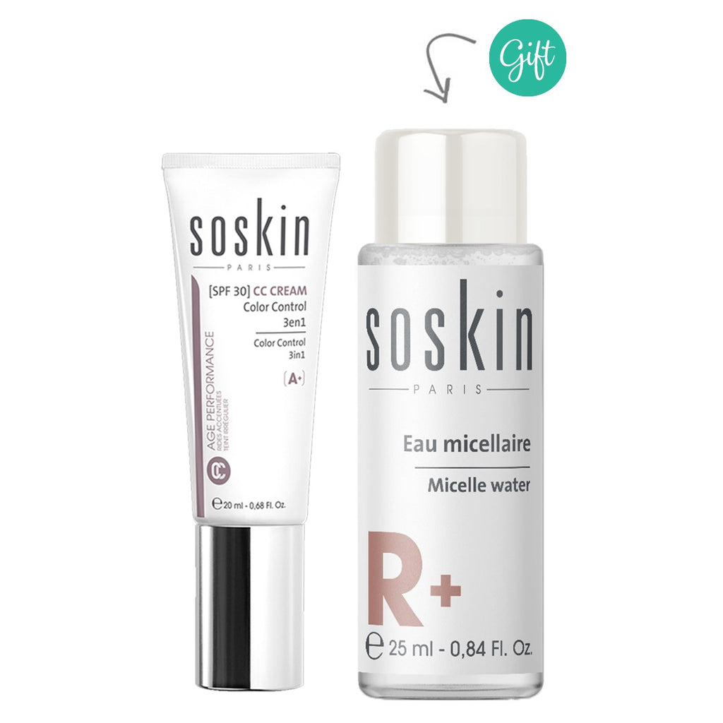 Soskin CC Color Control 3 in 1 Cream SPF30 + Micellar 25ml (Gift)