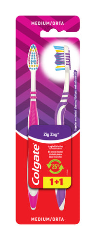 Colgate Zigzag Flexible and Tongue Cleaner Medium Toothbrush+1 FREE