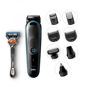 All-in-one Trimmer 5 for Face, Hair, and Body, Black/blue 9-in-1 Styling Kit With Gillette Fusion5 Proglide Razor
