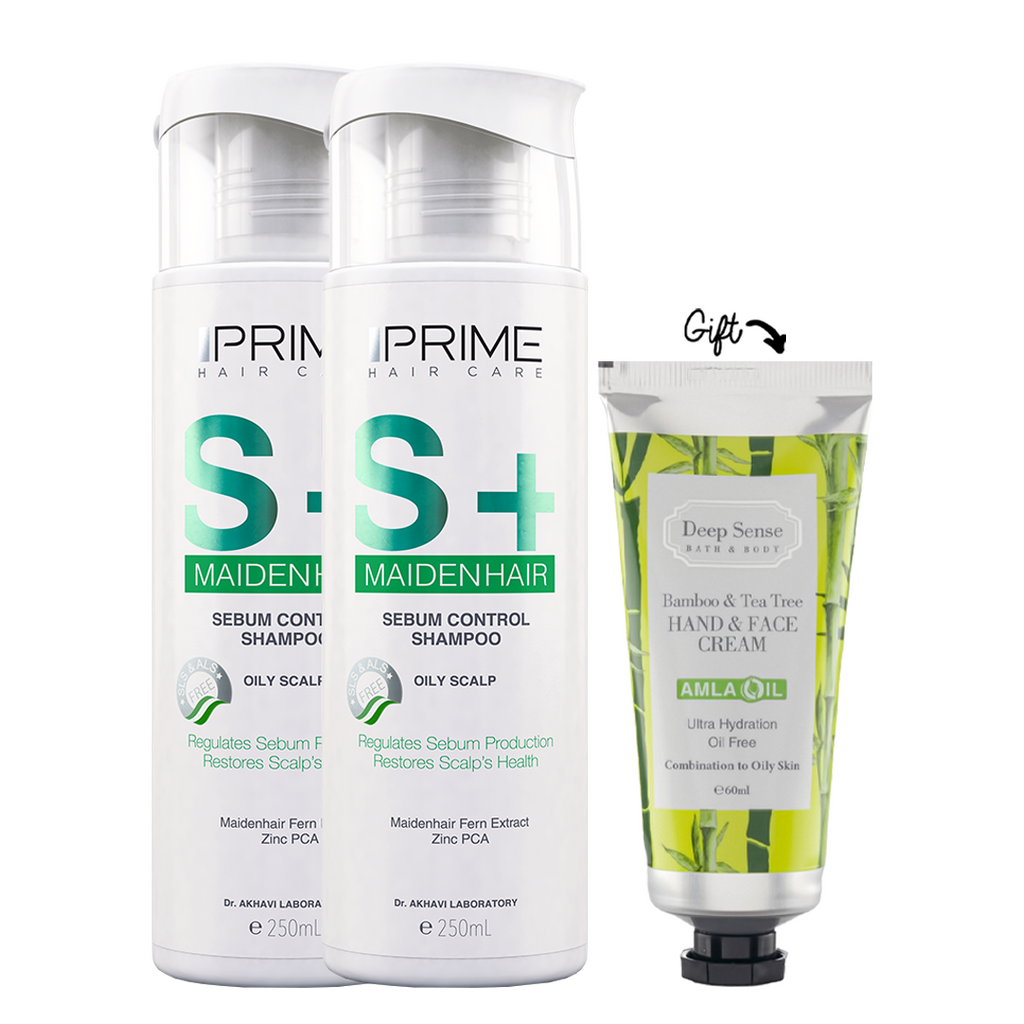 2x Sebium Control Shampoo S+ 250ml + Tea Tree & Bamboo Hand and Face Moisturizer GIFT