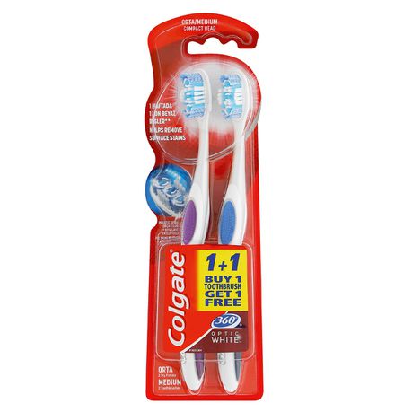 Colgate 360 Optic White Soft Whitening Toothbrush, Value Pack - 2pk